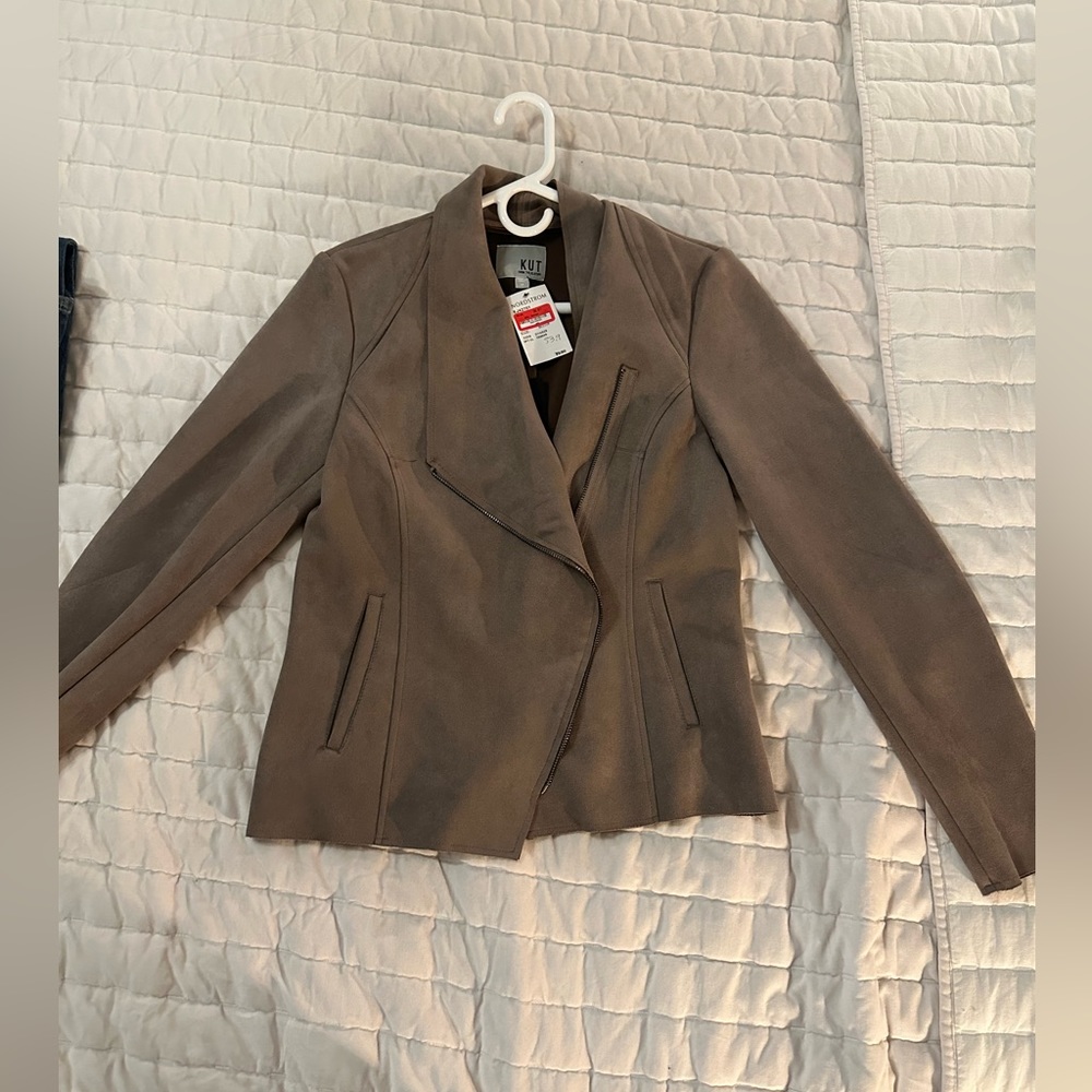 KUT from the kloth faux suede jacket New with tags buff color